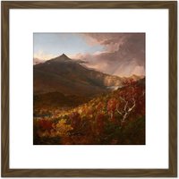 Artery8 Cole Schroon Mountain Essex New York After Storm 8X8 Inch Square Wooden Framed Wall Art Print Picture with Mount in Brown