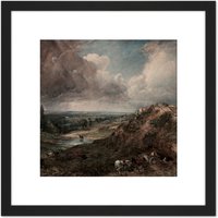 Artery8 Constable Branch Hill Pond Hampstead 8X8 Inch Square Wooden Framed Wall Art Print Picture with Mount in Black