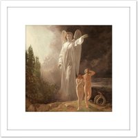 Artery8 Faed Expulsion Of Adam & Eve 8X8 Inch Square Wooden Framed Wall Art Print Picture with Mount in White