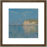 Artery8 Monet Low Tide Pourville Dieppe 8X8 Inch Square Wooden Framed Wall Art Print Picture with Mount in Brown