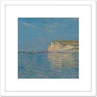 Artery8 Monet Low Tide Pourville Dieppe 8X8 Inch Square Wooden Framed Wall Art Print Picture with Mount in White