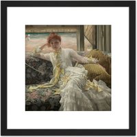 Artery8 Tissot Seaside July Specimen Portrait 8X8 Inch Square Wooden Framed Wall Art Print Picture with Mount in Black