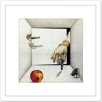 Artery8 Russian Ad Theatre Show Physics Durrenmatt Ross Friends 8X8 Inch Square Wooden Framed Wall Art Print Picture with Mount in White