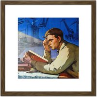 Artery8 Shukhman 1958 Soviet Learning Ross Apartment Friends 8X8 Inch Square Wooden Framed Wall Art Print Picture with Mount in Brown