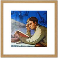 Artery8 Shukhman 1958 Soviet Learning Ross Apartment Friends 8X8 Inch Square Wooden Framed Wall Art Print Picture with Mount in Light Oak