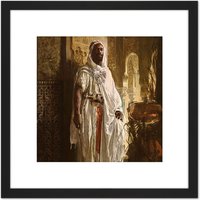 Artery8 Charlemont The Moorish Chief 8X8 Inch Square Wooden Framed Wall Art Print Picture with Mount in Black