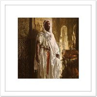 Artery8 Charlemont The Moorish Chief 8X8 Inch Square Wooden Framed Wall Art Print Picture with Mount in White