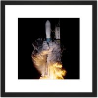 Artery8 NASA Kepler Telescope Delta Rocket Launch 8X8 Inch Square Wooden Framed Wall Art Print Picture with Mount in Black