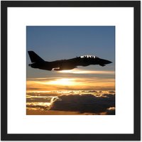 Artery8 US Navy F14D Tomcat Fighter Jet Silhouette 8X8 Inch Square Wooden Framed Wall Art Print Picture with Mount in Black