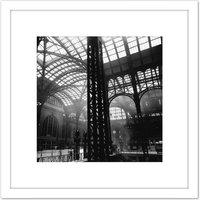 Artery8 Abbott Penn Station Interior New York Old Photo 8X8 Inch Square Wooden Framed Wall Art Print Picture with Mount in White