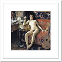 Artery8 Akseli Gallen-kallela - Demasquee 8X8 Inch Square Wooden Framed Wall Art Print Picture with Mount in White