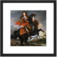 Artery8 Anonymous Portrait King William III England Painting 8X8 Inch Square Wooden Framed Wall Art Print Picture with Mount in Black