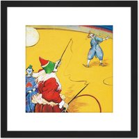 Artery8 Anquetin Circus Clowns Painting 8X8 Inch Square Wooden Framed Wall Art Print Picture with Mount in Black