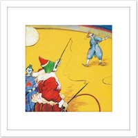 Artery8 Anquetin Circus Clowns Painting 8X8 Inch Square Wooden Framed Wall Art Print Picture with Mount in White