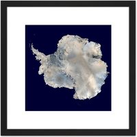 Artery8 Antarctica Continent Blue Marble NASA Photograph 8X8 Inch Square Wooden Framed Wall Art Print Picture with Mount in Black