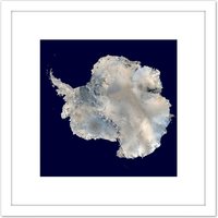 Artery8 Antarctica Continent Blue Marble NASA Photograph 8X8 Inch Square Wooden Framed Wall Art Print Picture with Mount in White