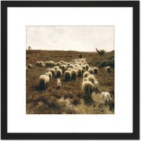 Artery8 Anton Mauve The Return Of The Flock Laren 8X8 Inch Square Wooden Framed Wall Art Print Picture with Mount in Black
