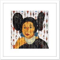 Artery8 Bradley White Earth Ojibwe Hopi Maiden IV Painting 8X8 Inch Square Wooden Framed Wall Art Print Picture with Mount