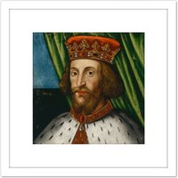 Artery8 British School King John Portrait 8X8 Inch Square Wooden Framed Wall Art Print Picture with Mount in White