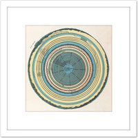Artery8 Caetani 1855 Map Chart Hell Dante Divine Comedy 8X8 Inch Square Wooden Framed Wall Art Print Picture with Mount in White