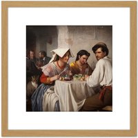 Artery8 Carl Bloch In A Roman Osteria 8X8 Inch Square Wooden Framed Wall Art Print Picture with Mount in Light Oak