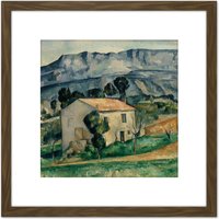 Artery8 Cezanne Paul House In Provence 8X8 Inch Square Wooden Framed Wall Art Print Picture with Mount in Brown