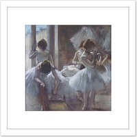 Artery8 Edgar Degas Dancers Painting 8X8 Inch Square Wooden Framed Wall Art Print Picture with Mount in White