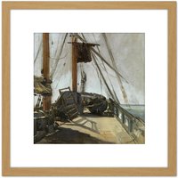 Artery8 Edouard Manet The Ships Deck Painting 8X8 Inch Square Wooden Framed Wall Art Print Picture with Mount in Light Oak