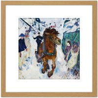 Artery8 Edvard Munch Galloping Horse Cropped 8X8 Inch Square Wooden Framed Wall Art Print Picture with Mount in Light Oak