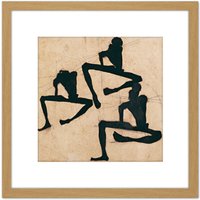 Artery8 Egon Schiele Composition With Three Male Nudes 8X8 Inch Square Wooden Framed Wall Art Print Picture with Mount in Light Oak