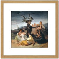 Artery8 Francisco De Goya Y Lucientes Witches Sabbath 8X8 Inch Square Wooden Framed Wall Art Print Picture with Mount in Light Oak
