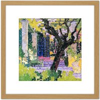 Artery8 Giacometti Garden San Domenico Symbolist Painting 8X8 Inch Square Wooden Framed Wall Art Print Picture with Mount in Light Oak