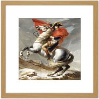 Artery8 Jacques Louis David Bonaparte 8X8 Inch Square Wooden Framed Wall Art Print Picture with Mount in Light Oak