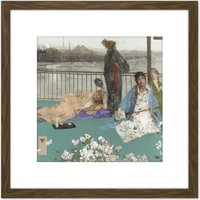 Artery8 James Mcneill Whistler Variations In Flesh Colour Balcony Cropped 8X8 Inch Square Wooden Framed Wall Art Print Picture with Mount in Brown