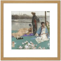 Artery8 James Mcneill Whistler Variations In Flesh Colour Balcony Cropped 8X8 Inch Square Wooden Framed Wall Art Print Picture with Mount in Light Oak