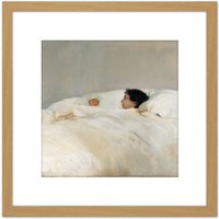 Artery8 Joaquin Sorolla Y Bastida Mother 8X8 Inch Square Wooden Framed Wall Art Print Picture with Mount in Light Oak