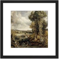 Artery8 John Constable The Vale Of Dedham 8X8 Inch Square Wooden Framed Wall Art Print Picture with Mount in Black