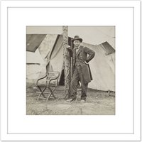 Artery8 Mathew B Brady Ulysses S Grant 8X8 Inch Square Wooden Framed Wall Art Print Picture with Mount in White
