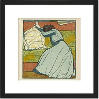 Artery8 Max Kurzweil The Cushion Der Polster 8X8 Inch Square Wooden Framed Wall Art Print Picture with Mount in Black