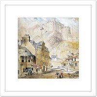 Artery8 Mcculloch Edinburgh Castle Foot Vennel Painting 8X8 Inch Square Wooden Framed Wall Art Print Picture with Mount in White
