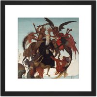 Artery8 Michelangelo Buonarroti The Torment Of Saint Anthony Cropped 8X8 Inch Square Wooden Framed Wall Art Print Picture with Mount in Black
