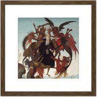Artery8 Michelangelo Buonarroti The Torment Of Saint Anthony Cropped 8X8 Inch Square Wooden Framed Wall Art Print Picture with Mount in Brown