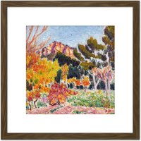 Artery8 O Conor Cassis Landscape France Painting 8X8 Inch Square Wooden Framed Wall Art Print Picture with Mount in Brown