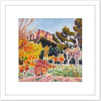Artery8 O Conor Cassis Landscape France Painting 8X8 Inch Square Wooden Framed Wall Art Print Picture with Mount in White