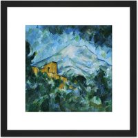 Artery8 Paul Cezanne Mont Sainte Victoire & Chateau Noir 8X8 Inch Square Wooden Framed Wall Art Print Picture with Mount in Black