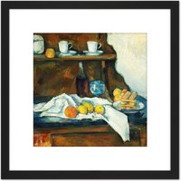 Artery8 Paul Cezanne The Buffet Cropped 8X8 Inch Square Wooden Framed Wall Art Print Picture with Mount in Black