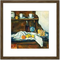 Artery8 Paul Cezanne The Buffet Cropped 8X8 Inch Square Wooden Framed Wall Art Print Picture with Mount in Brown