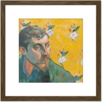 Artery8 Paul Gauguin Self Portrait Les Miserables Cropped 8X8 Inch Square Wooden Framed Wall Art Print Picture with Mount in Brown