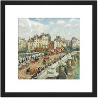 Artery8 Pissarro The Pont Neuf Painting 8X8 Inch Square Wooden Framed Wall Art Print Picture with Mount in Black