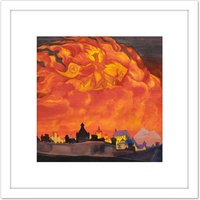 Artery8 Roerich Saint Sophia Almighty Wisdom Symbolism Painting 8X8 Inch Square Wooden Framed Wall Art Print Picture with Mount in White